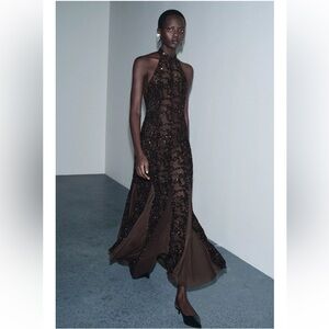 ZARA SEQUIN HALTER DRESS